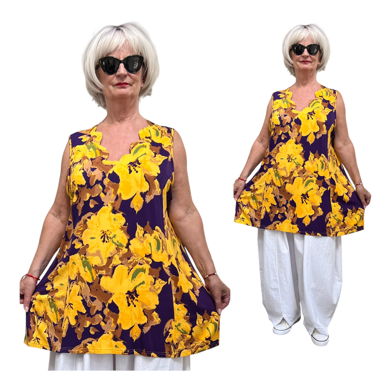 Ophilia viscose A-lijn tuniek  met aparte decolleté stretch