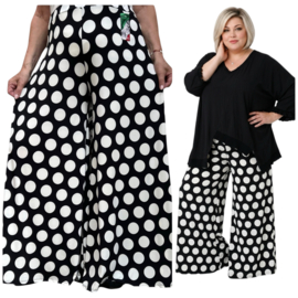 ITALY Mode jersey viscose  wijde broek apart /zeer rekbaar/zwart/wit