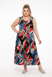 R.A.F.A.Y viscose A-lijn jurk/hemd met knoopsluiting/ stretch