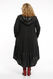 SASHA LENA oversized viscose A-lijn jurk zwart/stretch