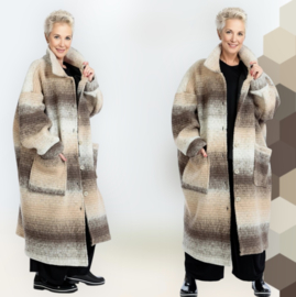 AKH oversized lange wollen winterjas/mantel  gevoerd