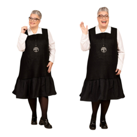 AKH oversized mouwloze gebreide katoen A-lijn jurk met inzet van taft  /apart/zwart