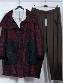 Zedd Plus oversized ballon blazer/jas  gevoerd /zwart/wijnrood