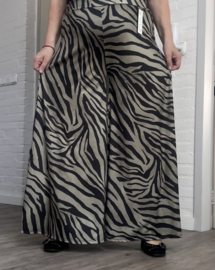 ITALY Mode jersey viscose  wijde broek apart /zeer rekbaar/ zwart /legergroen