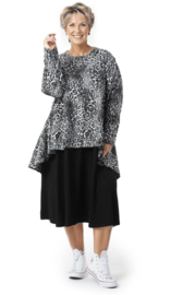 AKH oversized  viscose  A-lijn jurk/top  apart stretch zwart/grijs