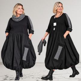 Vincenzo Allocca oversized katoen ballonjurk met sjaal apart/stretch zwart