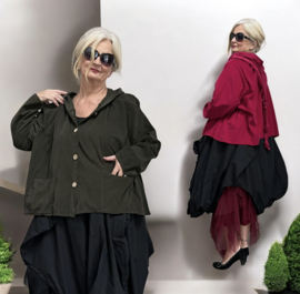 Moonshine fijn corduroy katoen A-lijn blazer met capuchon  apart/in meerdere kleuren
