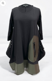 Vincenzo Allocca oversized katoen A-lijn tuniek met inzet van eco leder/aparte/stretch