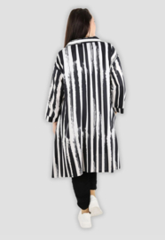 AKH oversized viscose A-lijn blouse/tuniek zwart/wit  apart