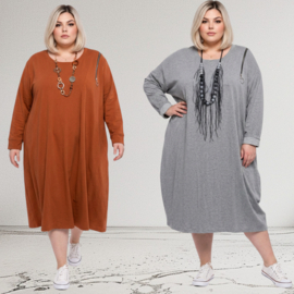 ITALIA MODA  oversized katoen jurk met zakken /stretch/in meerdere kleuren