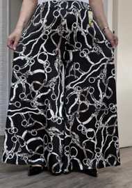 ITALY Mode jersey viscose  wijde broek apart /zeer rekbaar/zwart/wit/beige