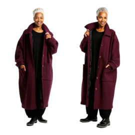 AKH oversized lange wollen winterjas/mantel  gevoerd
