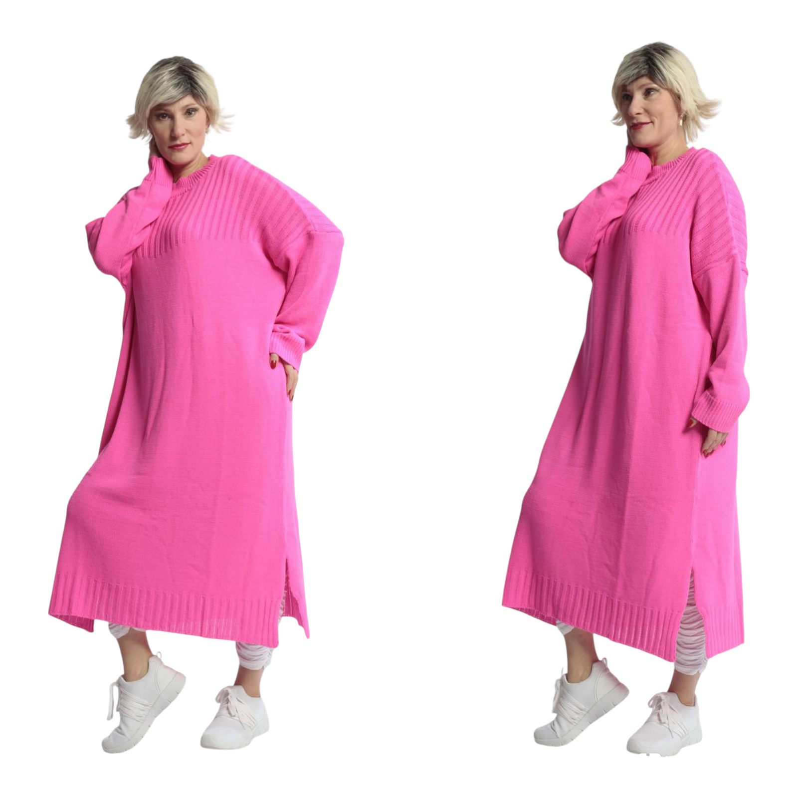 AKH gebreide oversized tuniek/jurk  apart stretch