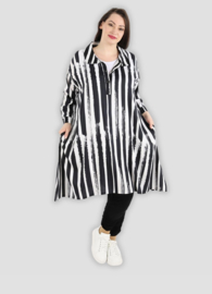 AKH oversized viscose A-lijn blouse/tuniek zwart/wit  apart