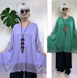 Moonshine jersey viscose A-lijn tuniek met KANT  stretch/in meerdere kleuren