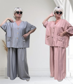 ITALIA MODA chique viscose setje blazer + broek apart /in meerdere kleuren