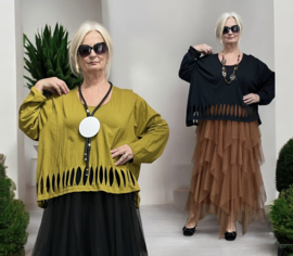 Moonshine oversized  katoen tricot top apart stretch  /in meerdere kleuren