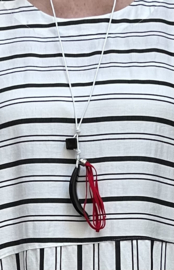 Zedd Plus viscose ballon jurk met ketting /wit/zwart