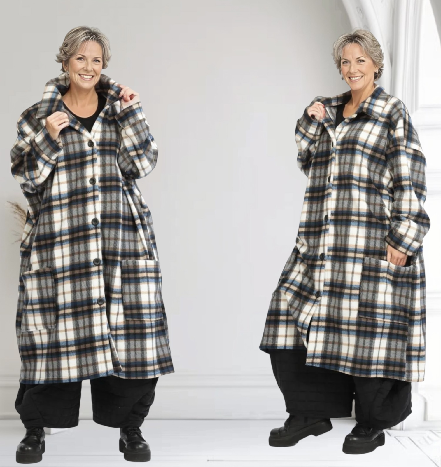 AKH oversized fleece winterjas/mantel stretch