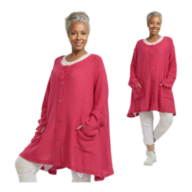AKH gebreide oversized A-lijn katoen vest/blazer apart stretch