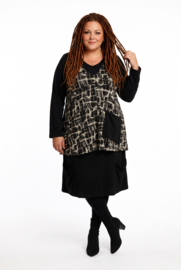 AKH A-lijn jurk + top apart zwart/wit /stretch