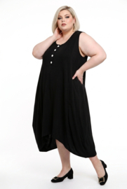 Moonshine katoen ballon jurk stretch zwart