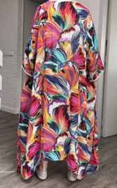 Francesca Romantica oversized A-lijn viscose chiffon overjurk met touwtjes  apart (extra groot)