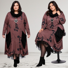 dYb viscose  A-lijn jurk met capuchon stretch