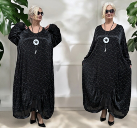 Divas planet viscose A-lijn jurk zwart