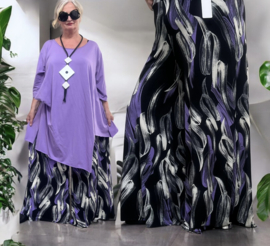 ITALY Mode jersey viscose  wijde broek apart /zeer rekbaar