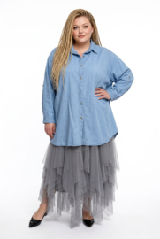 ITALIA oversized katoen jeans blouse/hemd/in meerdere kleuren