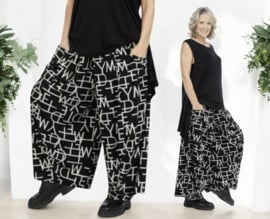 AKH oversized viscose broek stretch zwart/grijs