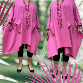 Ilona oversized A-lijn jersey viscose tuniek/jurk met zakken apart stretch  (extra groot)