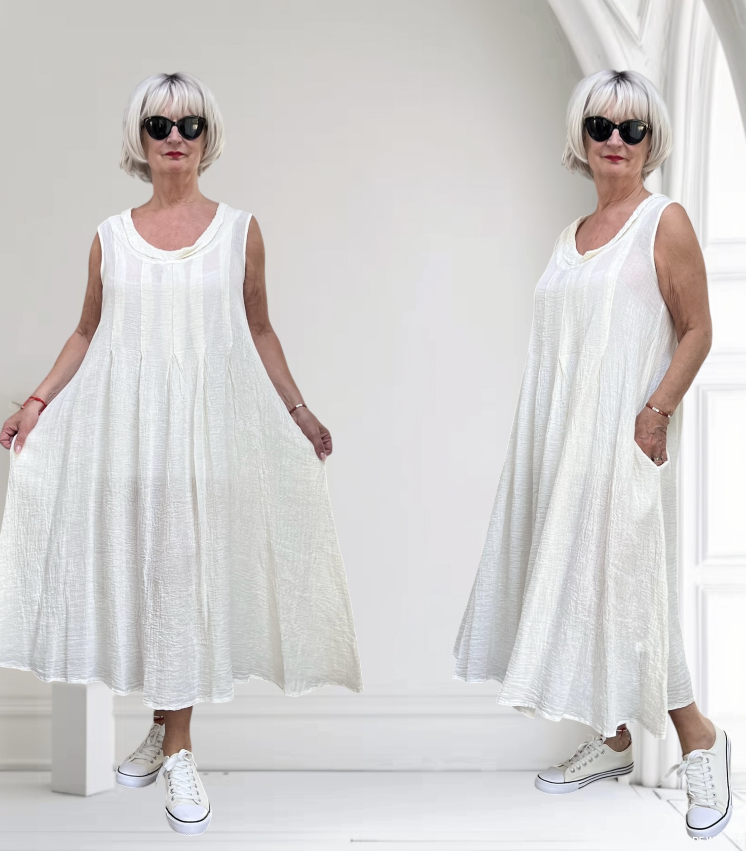 LUUKAA oversized linnen A-lijn jurk/apart