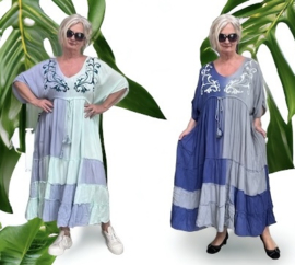 ITALIA oversized viscose geborduurde A-lijn BOHO jurk/in meerdere kleuren