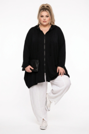 R.A.F.A.Y viscose A-lijn tuniek/blazer met capuchon en ritssluiting stretch zwart 
