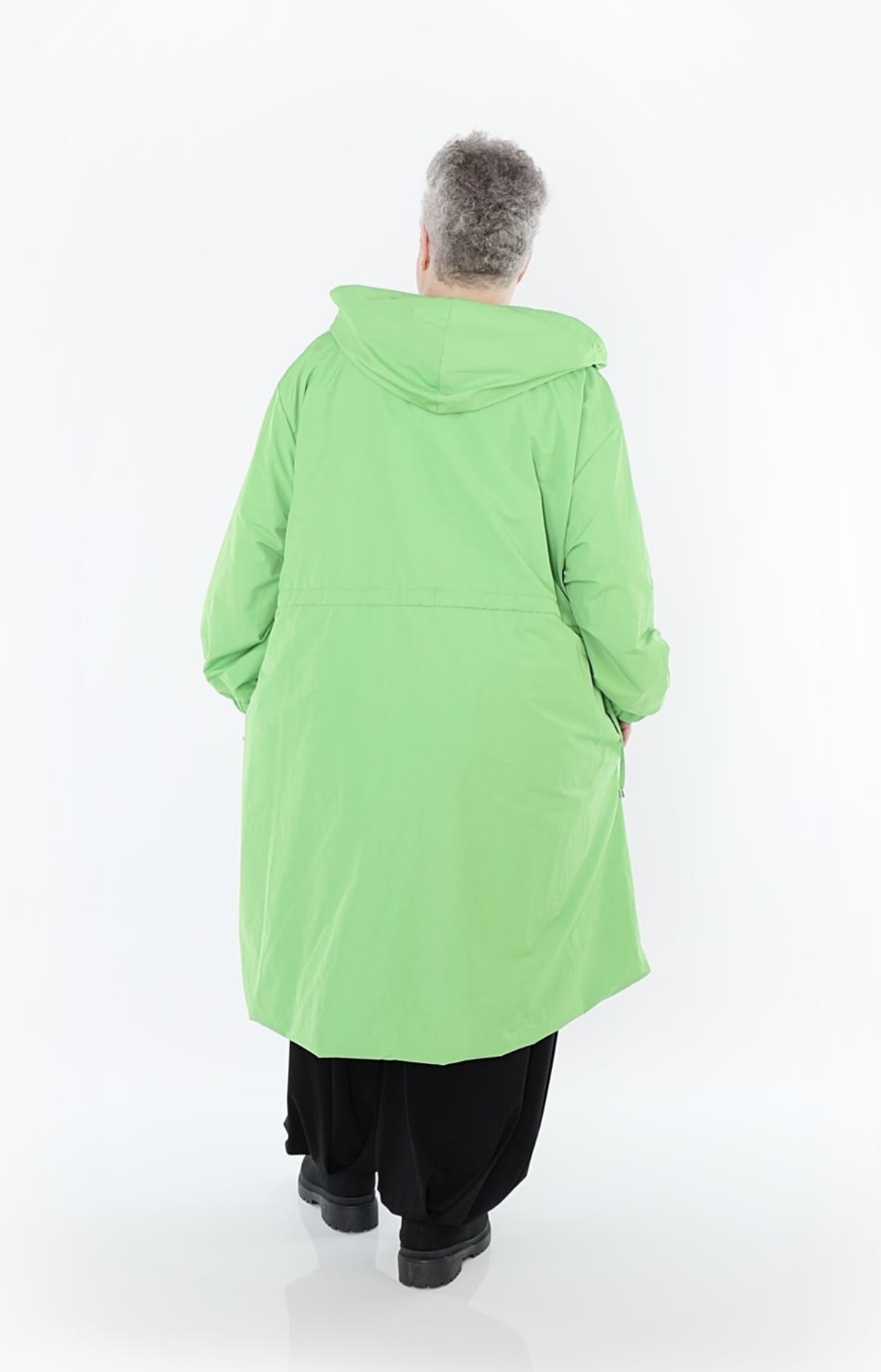 AKH oversized tafta memory/katoen mix tussenjas met capuchon / gevoerd