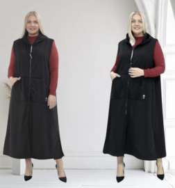 Divas planet oversized mouwloze  A-lijn blazer met ritssluiting zwart/strtech