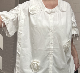 Moonshine oversized katoen blouse apart met boemen /in meerdere kleuren