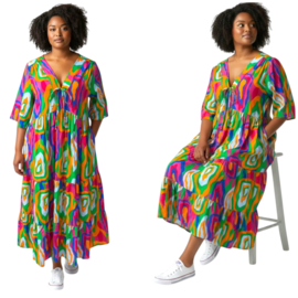 Vincenzo Allocca oversized viscose  BOHO A-lijn jurk apart