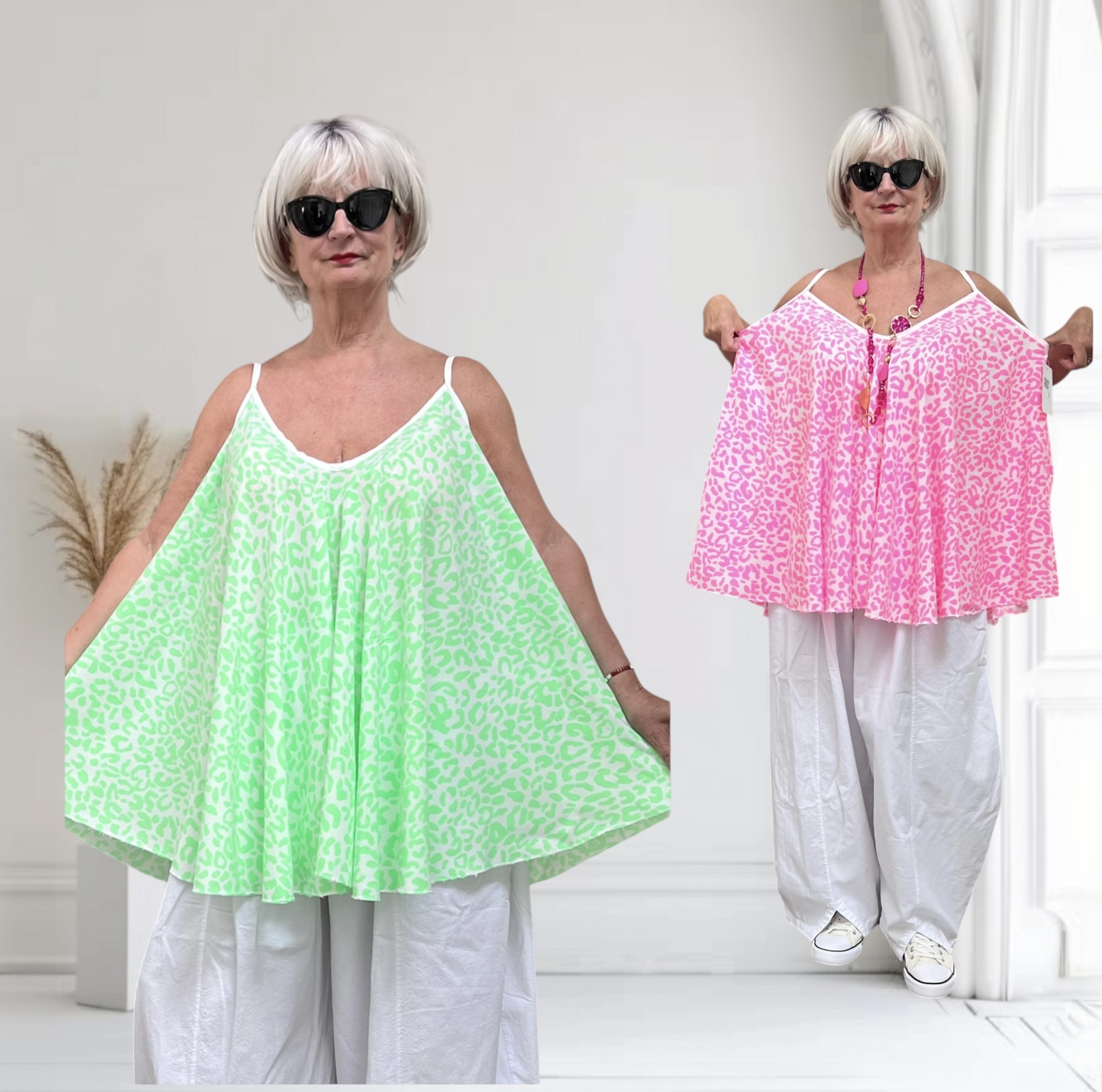 ITALIA oversized viscose A-lijn zomer top/in meerdere kleuren