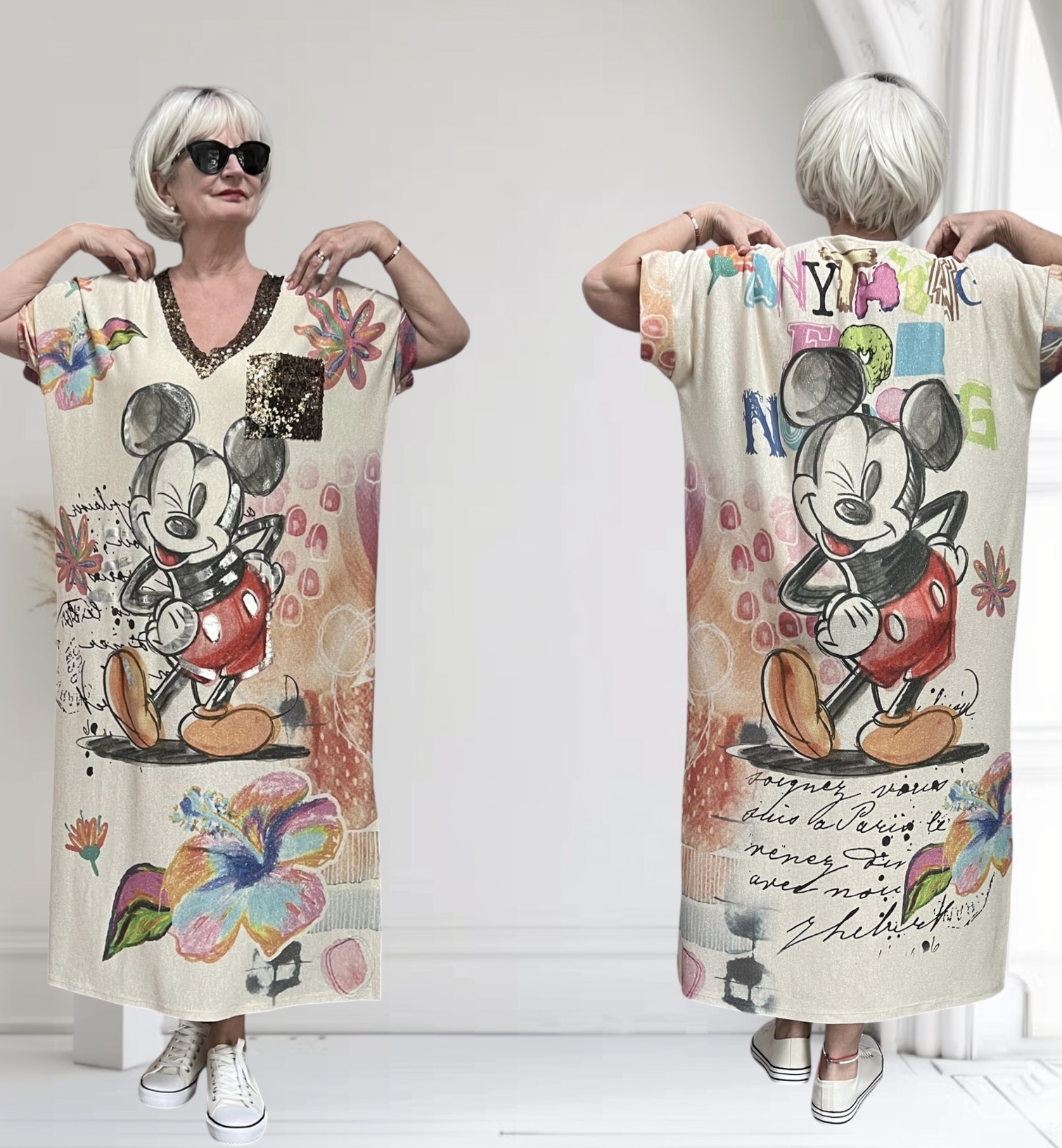 CHARME MODA oversized jurk met glitters stretch