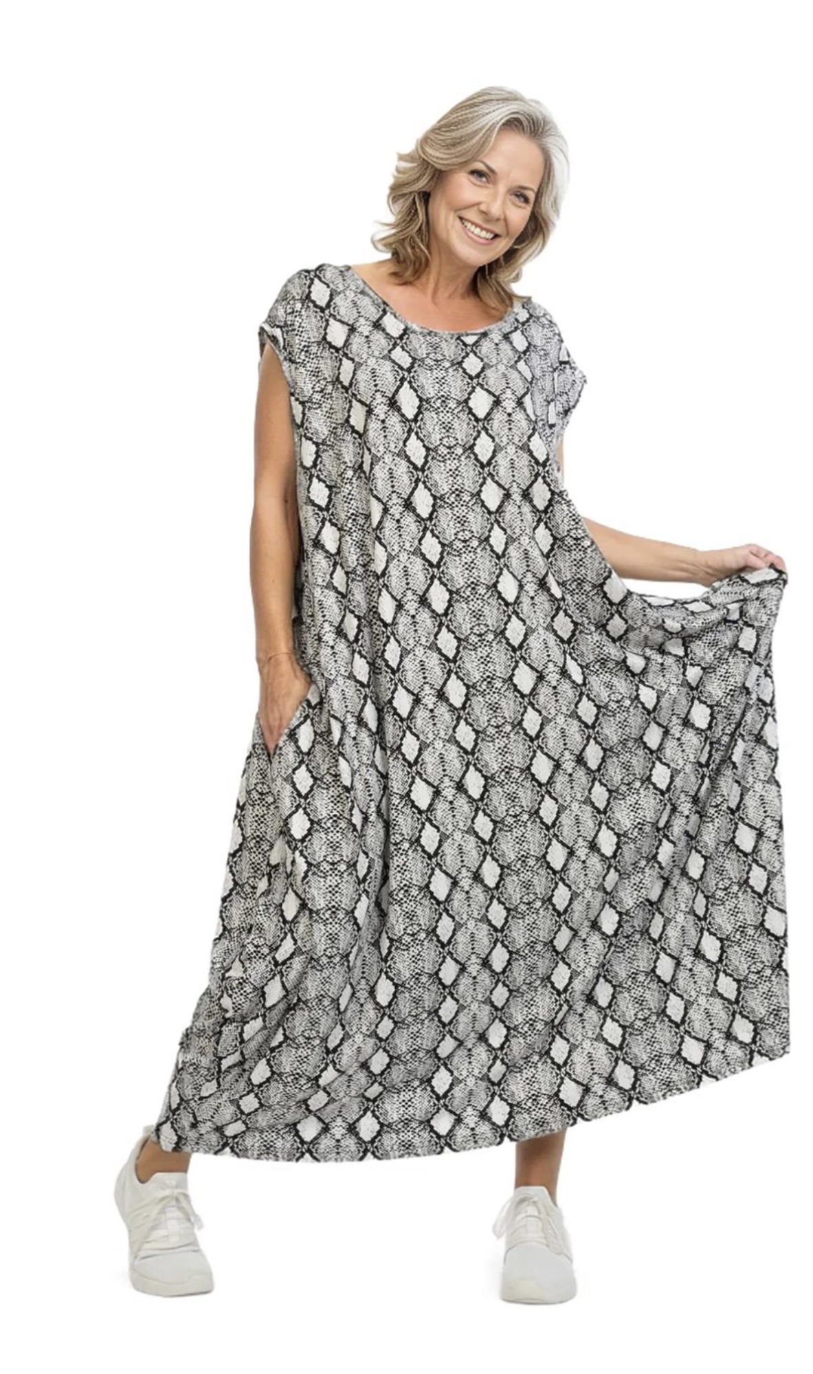 AKH oversized viscose A-lijn jurk /apart/stretch