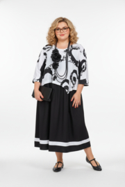 SINNE design.. A-lijn viscose jurk zwart/wit