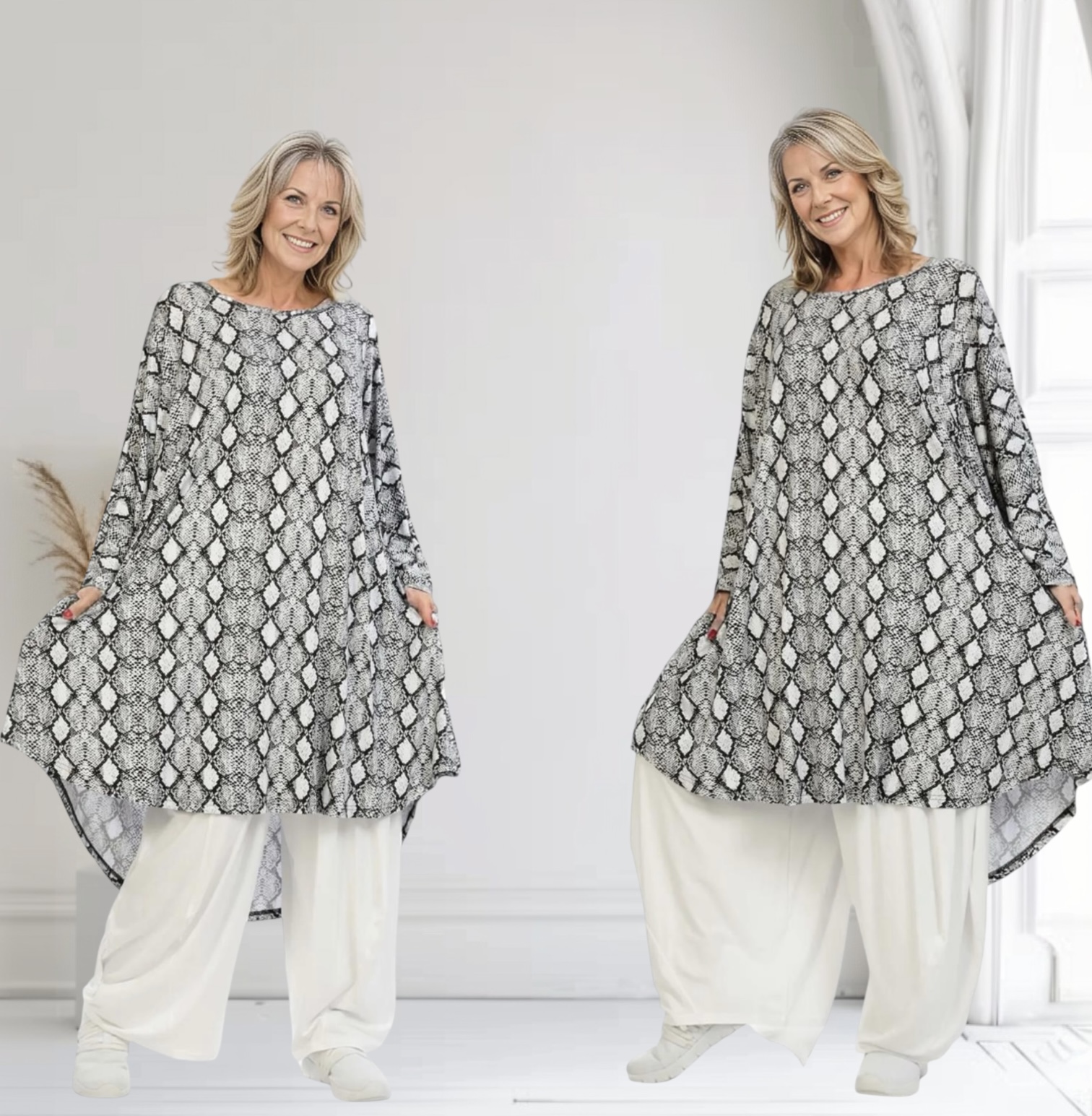 AKH oversized viscose A-lijn tuniek/jurk /apart/stretch