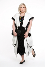 H-4 oversized katoen mix vest/blazer apart wit/zwart