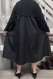 ITALIA MODA  katoen A-lijn jurk met zakken/ stretch zwart