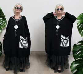 AKH oversized gebreide tuniek/jurk  apart stretch