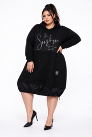 ITALIA MODA oversized katoen ballon jurk stretch zwart