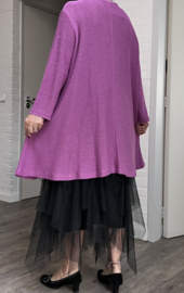 AKH gebreide oversized A-lijn katoen vest/blazer apart stretch